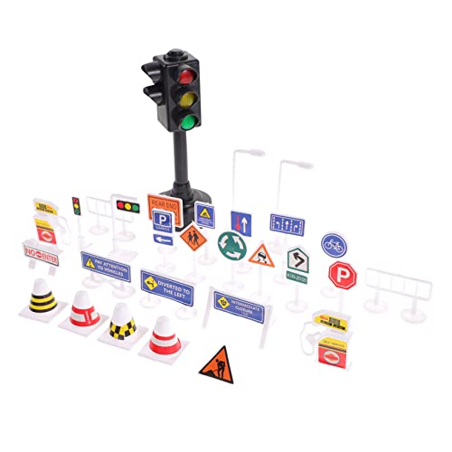 Yardwe Teiliges Verkehrsschilder Spielset mit Realistischen Ampeln Pädagogisches Straßenschild Lernspielzeug für Frühkindliche Verkehrserziehung und Sichere Straßenkenntnisse von Yardwe