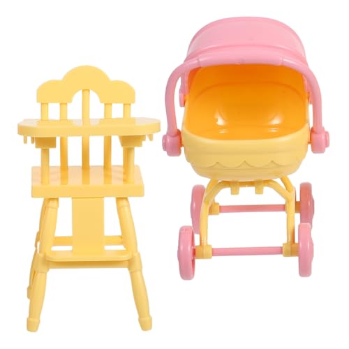 Yardwe Teiliges mit Hochstuhl und Kinderwagen Spielzeugmöbel für Rollenspiele Ergänzung für Puppenhäuser und Spielverabredungen von Yardwe