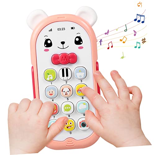 Yardwe Telefonspielzeug Kreatives Handyspielzeug Mit Musik Und Licht Für Frühe Lernförderung Für Junge Mädchen Und Kleinkinder Hellrosa Bär von Yardwe