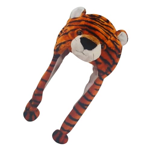 Yardwe Tiger Kostüm Mütze Plüsch Tierhut Bequem Wintermütze für Jungen Mädchen Dekoratives Accessoire für Geburtstag Foto Party von Yardwe