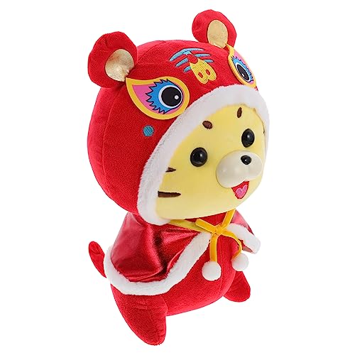 Yardwe Tigerpuppe Tiger plüschtier Tiger Tiger Jahr Plüschfigur Tiger Jahr Geschenkidee Sternzeichen Tiger Puppe Tigerpuppe für zu Hause PP Baumwolle rot von Yardwe