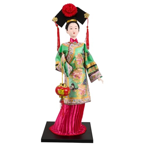 Yardwe Traditionelle Kleidungpuppen Basteln Traditionelle Japanische Puppe Sammlerpuppenfigur Hanfu-Puppe Sammlerisches Chinesisches Kunsthandwerk Seidenpuppenfigur Polyester Green von Yardwe