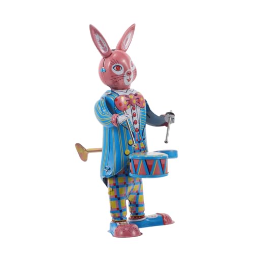 Yardwe Trommelroboter für Erwachsene Retro Hase mit Trommel interaktives Retro-Roboterspielzeug Retro- Spielzeughase Eisen von Yardwe