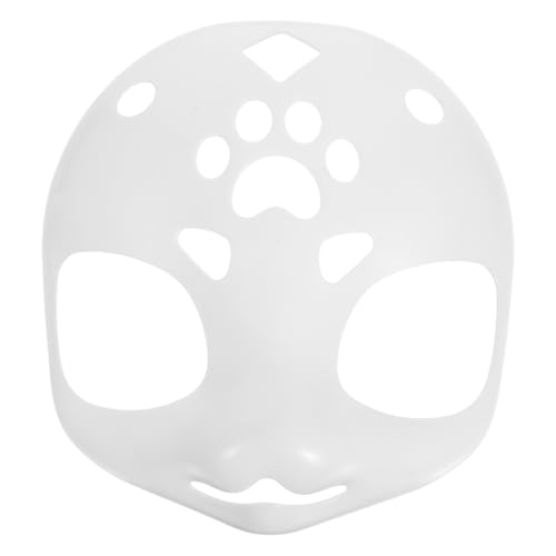 Yardwe Unbemalte Weiße Furry Kostüm Maske Plastiktier Kopf DIY Blank Cosplay Tiermaske für Halloween Karneval Party Zubehör von Yardwe