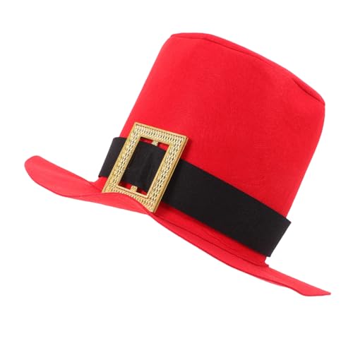 Yardwe Unisex Weihnachtszylinder mit Banddekoration Festlicher Weihnachts Hut für Neujahrsfeiern und Karneval Rot von Yardwe
