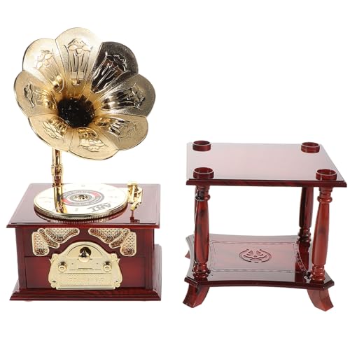 Yardwe Vintage Mini Gramophone Musikbox mit Kunstvollen Schnitzereien für Tischdekoration Retro Phonograph Musikspielzeug mit Nostalgischen für Sammler und Deko Fans Yardwe Vintage Mini Gramophone Musikbox mit Kunstvollen Schnitzereien für Tischdekoration Retro Phonograph Musikspielzeug mit Nostalgischen für Sammler und Deko Fans von Yardwe