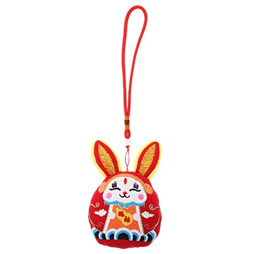 Yardwe Wufu Kaninchen Ornament Dekoration Plüschhase Chinesisches Neujahr Kaninchenpuppe Hase Plüschtiere Tierkreiszeichen Kaninchenpuppe Hasenpuppe Plüschkaninchen Maskottchen von Yardwe