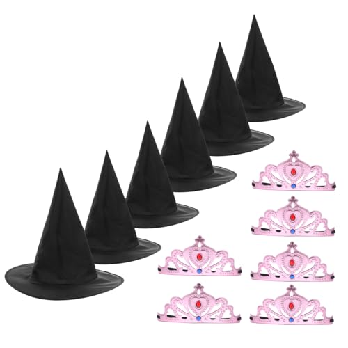Yardwe Zaubererhutkrone Krone für Frauen Kronhaarzubehör Zaubererhüte für Erwachsene Kronen Kopfschmuck aus Mädchen Krone Parteibevorzugung Hexenhut-Cosplay-Accessoire Cosplay- Pu von Yardwe