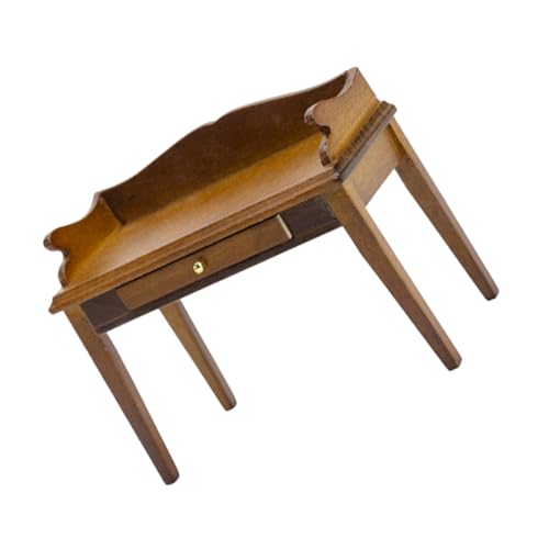 Yardwe Zubehör Für Puppenhäuser Mädchen Miniatur Mini-möbelmodell Mini-Schreibtisch Entzückende Puppenmöbel Schreibtisch-minimodell Kleiner Schreibtisch Aus Holz Birke von Yardwe