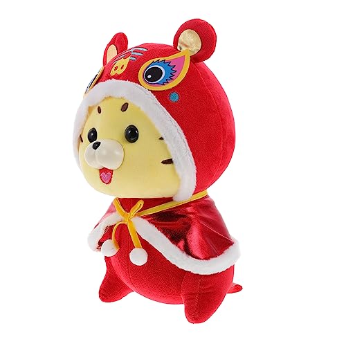 Yardwe dekorative Tigerpuppe plushdoll plüsch Tiger Tiger-Spielzeugpuppe Tiger Jahr Stofftier Tiger Geburtstag Puppe Puppendekoration im Wohnzimmer PP Baumwolle rot von Yardwe