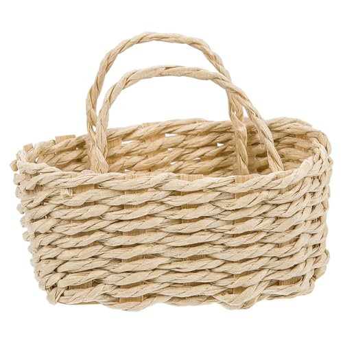 Yardwe puppenhaus einkaufskorb dekorativ Weiden klein Gewebte Körbe Mini-Puppenhauszubehör Mini-Hausdekoration Puppenhaus-Aufbewahrungskorb Mini-Hauskorb Miniatur-Aufbewahrungskorb Rattan von Yardwe