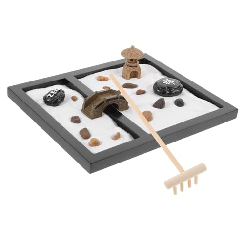 Yardwe simulierte Steinornamente Miniaturlandschaft mit Sand Miniaturlandschaft des Meditationsgartens Schwarz Yardwe simulierte Steinornamente Miniaturlandschaft mit Sand Miniaturlandschaft des Meditationsgartens Schwarz von Yardwe