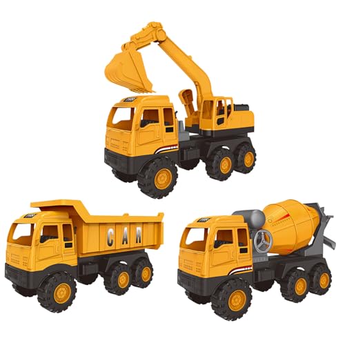 Yarteim Bagger Spielzeug,3 Stück Baustellenfahrzeuge Kinder inkl. Bagger, Dumper,Mischer,Sandspielzeug Bagger Sandkasten Spielzeug,Auto Kinderspielzeug,Geschenk für Kinder Ab 3 4 5 Jahr von Yarteim