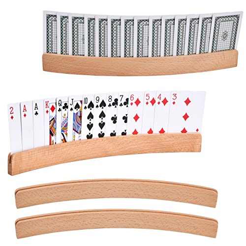 Yasmous Spielkartenhalter, 4 Stück, freihändiges Poker-Halter, gebogener Holzständer, Karten-Organizer für Kinder, Erwachsene, Senioren für Brücke, Go Fish, Uno Yasmous Spielkartenhalter, 4 Stück, freihändiges Poker-Halter, gebogener Holzständer, Karten-Organizer für Kinder, Erwachsene, Senioren für Brücke, Go Fish, Uno von Yasmous