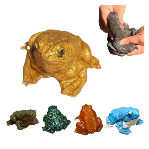Yately Realistisches Silikon-Tier-Spielzeug in Form Einer Kröte, Extrusionsdruck-Entlastungswerkzeug für Streiche und Scherzgeschenke(Gold,S) von Yately