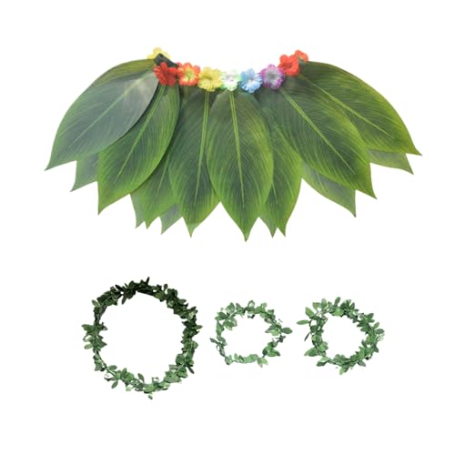 Yaztauho Hawaii Kostüm | Hawaii-Outfit | Tropische Accessoires Armband und Haarband mit Blattdesign für verschiedene Anlässe wie Urlaub, Foto-, Abschlussfeiern, Sommerfeste und von Yaztauho
