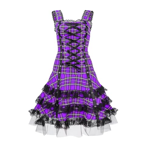 Ybing Gothic Punk Kleider Damen Retro Lolita Court Kostüm Halloween Trägerkleid Ballkleider Mittelalter Viktorianisch Princess Dress Cosplay Ärmellos Partykleid Performance Costume Karnevalskleid von Ybing