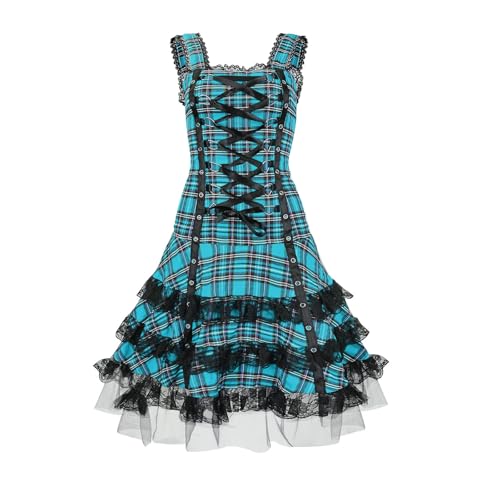 Ybing Gothic Punk Kleider Damen Retro Lolita Court Kostüm Halloween Trägerkleid Ballkleider Mittelalter Viktorianisch Princess Dress Cosplay Ärmellos Partykleid Performance Costume Karnevalskleid von Ybing