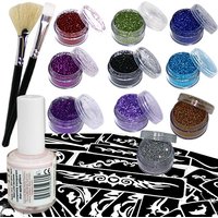 Glitzertattoo-BIG-Party Set 75tlg.: 60 Schablonen +10xGlitter +Kleber von Ybody