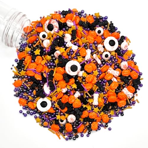130g Halloween Tortendeko Essbar, Essbare Süßigkeiten Kuchen Dekoration, HAlloween Torten Deko, Mini ESsbare Zuckeraugen Halloween Streusel, Zum Dekorieren von Kuchen, Keksen, Muffins und Desserts von Ycaaeo