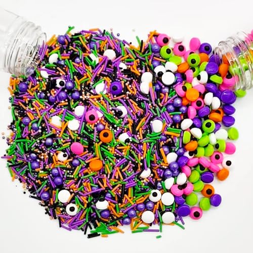 215g Halloween Tortendeko Essbar, Bunte Essbare Zuckeraugen Halloween Torten Deko, Mini ESsbare Zuckeraugen HAlloween Streusel, Zum Dekorieren von Kuchen, Keksen, Muffins und Desserts Dekoration von Ycaaeo