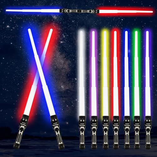 4 Stück Laserschwert Kinder, Duell Lichtschwerter, 2 in 1 Lichtschwert, Lightsaber zum Zusammenstecken, RGB 7 Variable Farbe Laser Schwert, Lichtschwert Doppelklinge mit Soundeffekten 4 Stück Laserschwert Kinder, Duell Lichtschwerter, 2 in 1 Lichtschwert, Lightsaber zum Zusammenstecken, RGB 7 Variable Farbe Laser Schwert, Lichtschwert Doppelklinge mit Soundeffekten von Ycaaeo
