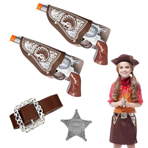 6 Stück Cowboypistole, Cow-Boy Zubehör Kinder, Spielzeug Pistole Cow-Boy, mit Halfter, Gürtel, Fünfzackiges Sternabzeichen, Western Pistole Kinder, für Karneval Halloween Mottoparty Cosplay 6 Stück Cowboypistole, Cow-Boy Zubehör Kinder, Spielzeug Pistole Cow-Boy, mit Halfter, Gürtel, Fünfzackiges Sternabzeichen, Western Pistole Kinder, für Karneval Halloween Mottoparty Cosplay von Ycaaeo