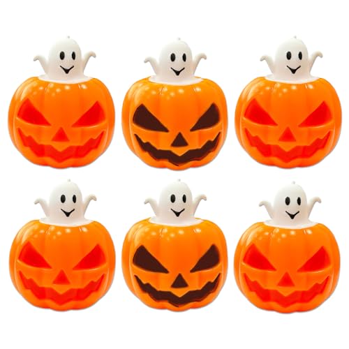 6 Stück Halloween Squeeze Spielzeug, Halloween Kürbis Quetschspielzeug, Kürbis Geist Squeeze Spielzeug, Fidget Toys Halloween, Halloween kürbis Spielzeug, Squishy Pop Out Kürbisspielzeug von Ycaaeo