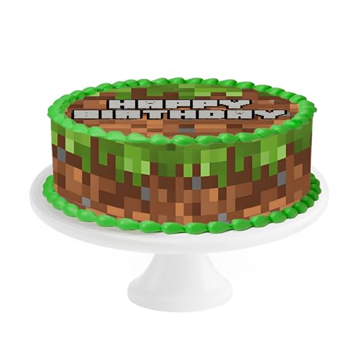 Tortenaufleger Pixel Gamer – Essbare Kuchendeko Pixel 20 cm – 4 Stück 24x5CM Tortenband Pixel Gras Gaming Essbar – Pixel Motiv Tortendekoration Kuchen Deko Für Geburtstag Junge von Ycaaeo