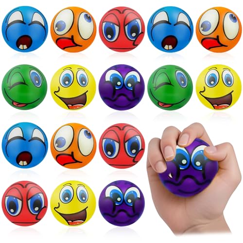 16 Stück Antistressbäll, Lächeln Gesicht Bälle, Emotions Bälle, Anti Stress Bälle Gesicht, Anti Stress Spielzeug Bälle, Stressball, Stress Klein für Kinder und Erwachsene von Ycaaeo