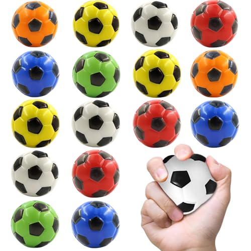 16 Stück Mini Fußball, Mini Sportbälle, Mini Fußball Stressbälle, Schaumstoffbälle, Mini Football, Mini Stress Ball Spielzeug, Stress Fussball Klein für Kinder und Erwachsene von Ycaaeo