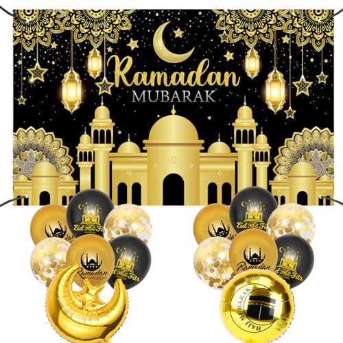 Ramadan Mubarak Hintergrund Banner mit Ramadan Sterne und Mond Balloon,Eid Mubarak Muslim Dekoration Hintergrund Kareem Banner für Ramadan Islamische Party Deko Ramadan Mubarak Hintergrund Banner mit Ramadan Sterne und Mond Balloon,Eid Mubarak Muslim Dekoration Hintergrund Kareem Banner für Ramadan Islamische Party Deko von Ycaaeo