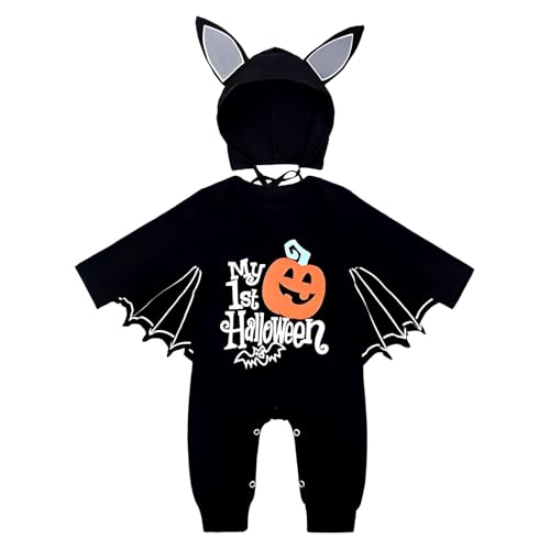 Ycaaeo Baby Halloween Kostüm Fledermaus, mit Hut, Baby Fledermaus Body, Fledermaus Kostüm Baby, SBabykostüme für Mädchen und Jungen für Halloween und Karneval Ycaaeo Baby Halloween Kostüm Fledermaus, mit Hut, Baby Fledermaus Body, Fledermaus Kostüm Baby, SBabykostüme für Mädchen und Jungen für Halloween und Karneval von Ycaaeo