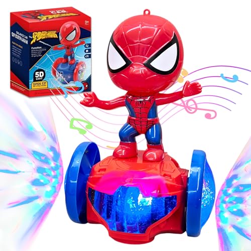 Ycaaeo Spider Stunt Spielzeugauto,Spider Fahrzeug mit Musik und Beleuchtung,Spider Stunt Spielzeug Auto,Elektrischer Roller mit Musik und Beleuchtung Stunt für Kindergeschenke von Ycaaeo