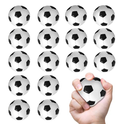 Ycaaeo 16 Stück Mini Fußball,Mini Fußball Stressbälle,Schaumstoffbälle,Mini Football,Mini Stress Ball Spielzeug,Mini Sportbälle,Stress Fussball Klein für Kinder und Erwachsene von Ycaaeo