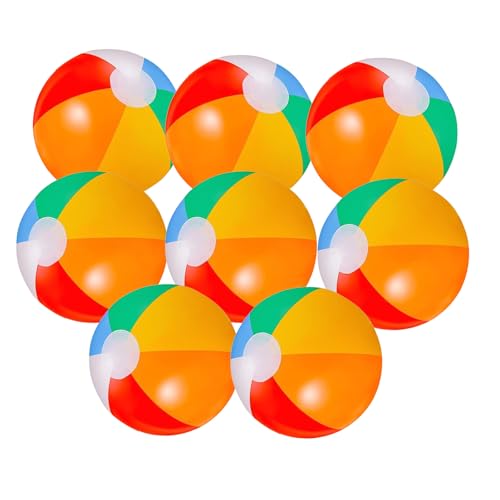 YCELON 8 Stück Wasserball Aufblasbar 23cm Bunt Strandball Schwimmbad Spielzeug für Kinder Beach Party Pool Wasserspiel von YceLon