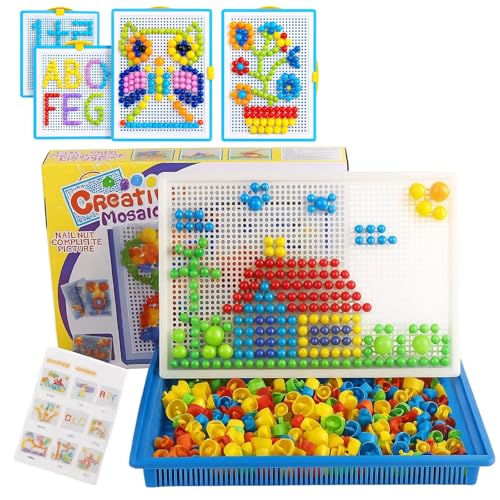 YceLon Mosaik Steckspielzeug Kreatives Lernspiel für Kinder Steckspiele ab 3 Jahre Steckperlen & Steckblumen 295 Teile Geschenk für Jungen Mädchen von YceLon