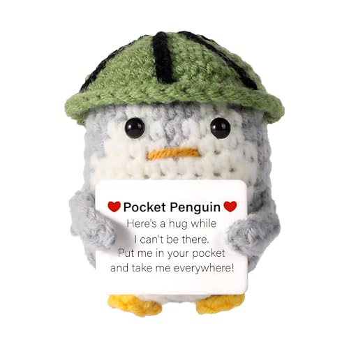 YceLon Positive Kartoffel, Du Schaffst Das Geschenk, Motivationsgeschenke, Handgefertigter Pinguin Aus Wolle Und Baumwolle, Mutmacher Geschenk Für Gute Besserung von YceLon