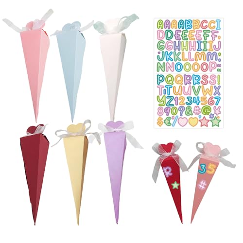 YceLon 30 Stück Schultüte Klein, Mini Schultüten Zum Befüllen, Kleine Zuckertüten Für Einschulung, DIY Faltbare Schultüte Mit Aufklebern, Ideal Für Schulfeiern Und Geburtstagspartys YceLon 30 Stück Schultüte Klein, Mini Schultüten Zum Befüllen, Kleine Zuckertüten Für Einschulung, DIY Faltbare Schultüte Mit Aufklebern, Ideal Für Schulfeiern Und Geburtstagspartys von YceLon