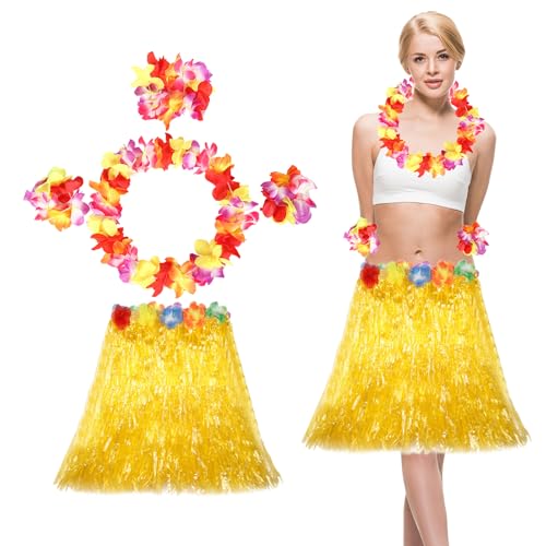 5-teiliges hawaiianisches Hula-Grasrock-Set von Ycfish