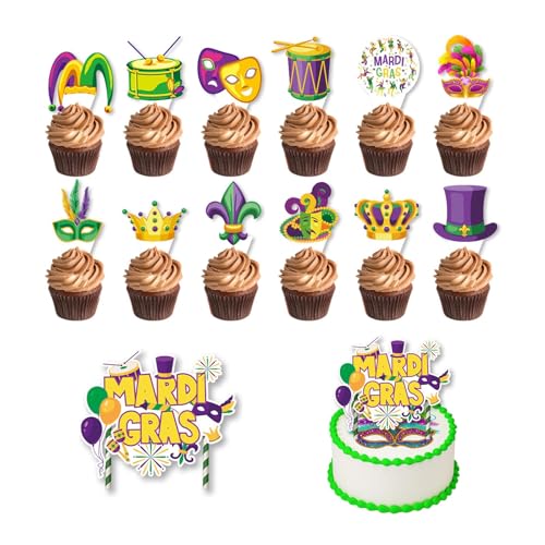 Cupcake-Topper mit Mardi Gras Maske, 18 Stück Cupcake-Topper mit Mardi Gras Maske, 18 Stück von Ycfish