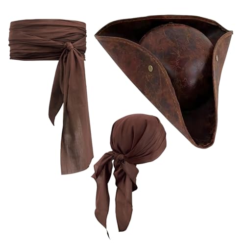 Ycfish 3-teiliges Piratenhut, Piratenkostüm-Zubehör-Set von Ycfish