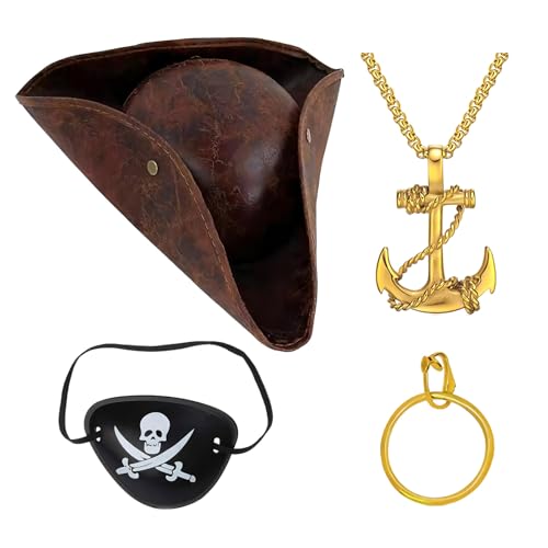 Ycfish 4-teiliges Piratenhut, Piratenkostüm-Zubehör-Set von Ycfish