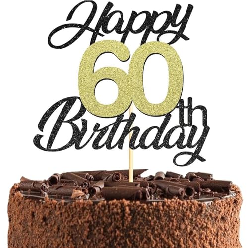 Tortenaufsatz zum 60. Geburtstag, goldfarben und schwarz, personalisierbar, Kuchendekoration, fabelhafte Cheers to 60th Birthday, für Damen und Herren, perfekt für Geburtstagsparty, Kuchendekoration Tortenaufsatz zum 60. Geburtstag, goldfarben und schwarz, personalisierbar, Kuchendekoration, fabelhafte Cheers to 60th Birthday, für Damen und Herren, perfekt für Geburtstagsparty, Kuchendekoration von Yclekiqa