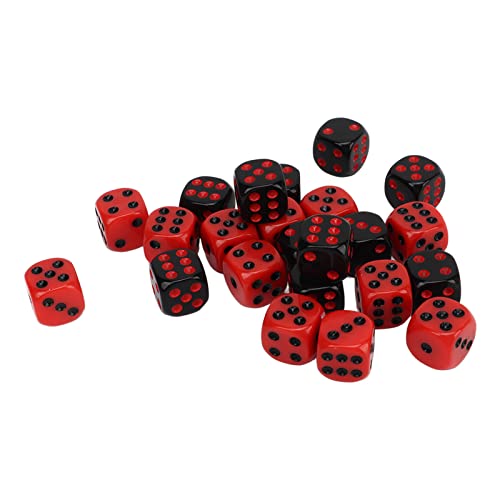 Sechsseitige Würfel aus Schwarzem und Rotem Kunststoff, 48 Stück, 6-seitige Würfel aus Schwarzem und Rotem Kunststoff, Tischspiel-Würfel-Set für Party, Barsb, Rote von Yctze