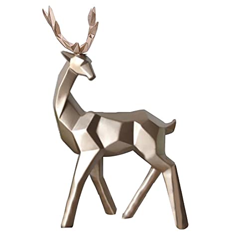 Yctze 2pcs Golden Modern Harzhirschstatue -Skulptur - Elegante Heimdesktop Ornamente für Schränke, Gärten und TV Showcases (#1) von Yctze