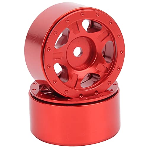 Yctze 2pcs Hochwertige Aluminium-Leichtmetallrad-Radnaben für Axiale SCX24 90081/24 RC-Auto-Upgrade-Teile (Rot) von Yctze