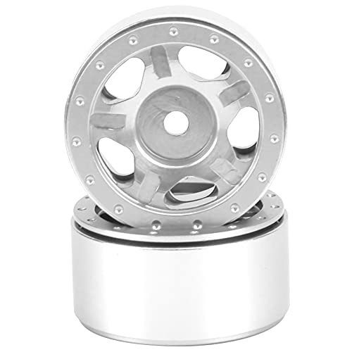 Yctze 2pcs Hochwertige Aluminium-Leichtmetallrad-Radnaben für Axiale SCX24 90081/24 RC-Auto-Upgrade-Teile (Silver) von Yctze