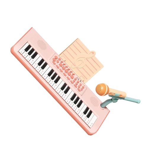 Yctze 37 Tasten Kids Electronic Piano mit Mikrofon - Bildungsmusik -Tastatur für Anfänger, Elektrisches Organspielzeug, Batterie Betrieben (Rosig) von Yctze