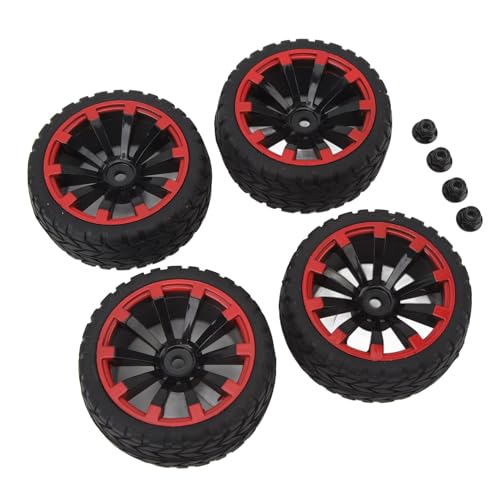 Yctze 4PCS RC -Auto -Gummireifen mit Textur für /10 Fahrzeuge Rote Kreisradfelgen von Yctze